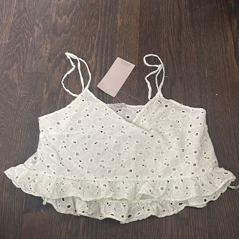 Green flowy cropped tank top